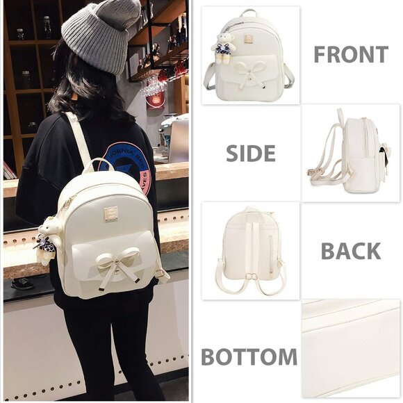 Women Mini Backpack Purse Leather 3PC Set Small Day Travel Casual Fashion - Picture 3 of 7